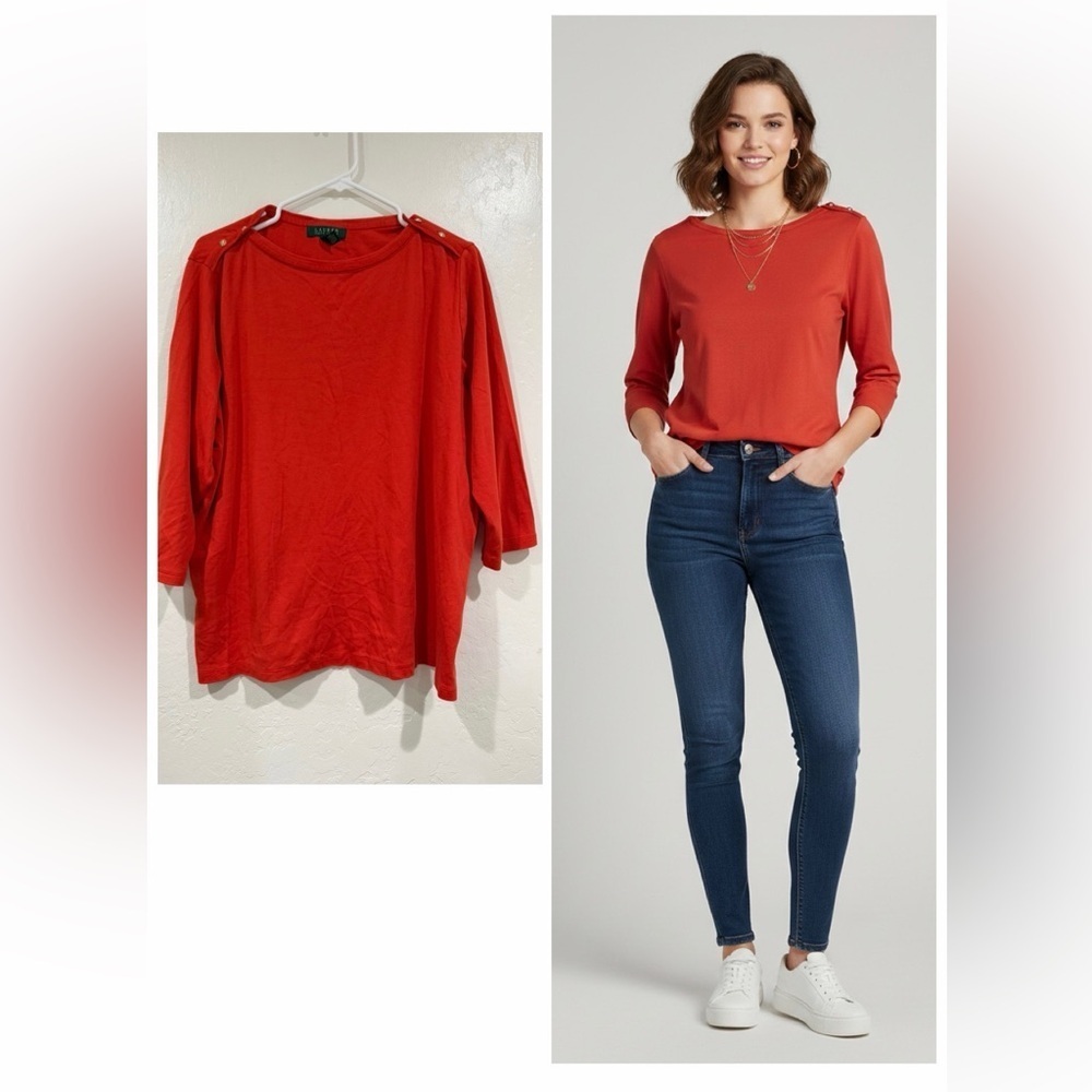 Lauren Ralph Lauren Red Cotton Top Size 3X